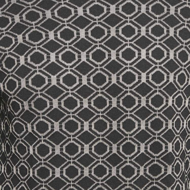Pre Owned Emporio Armani Grey Patterned Wool Crew Neck Sweatshirt XL 