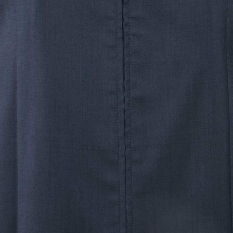 Pre Owned Emporio Armani Navy Blue Wool Zip-Up Blazer XL