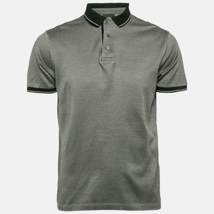 مملوكة مسبقًا Emporio Armani Grey Cotton Knit Polo T-Shirt L