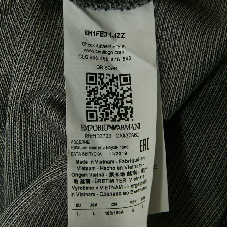 مملوكة مسبقًا Emporio Armani Grey Cotton Knit Polo T-Shirt L