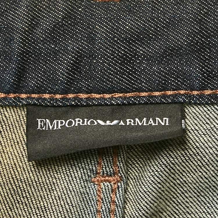 Pre Owned Emporio Armani Blue Faded Denim Skinny Jeans L Waist 34"