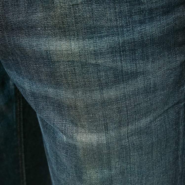 Pre Owned Emporio Armani Blue Faded Denim Skinny Jeans L Waist 34"