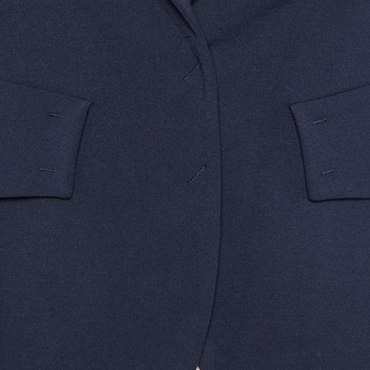 Pre Owned Emporio Armani Navy Blue Crepe Button Front Blazer S