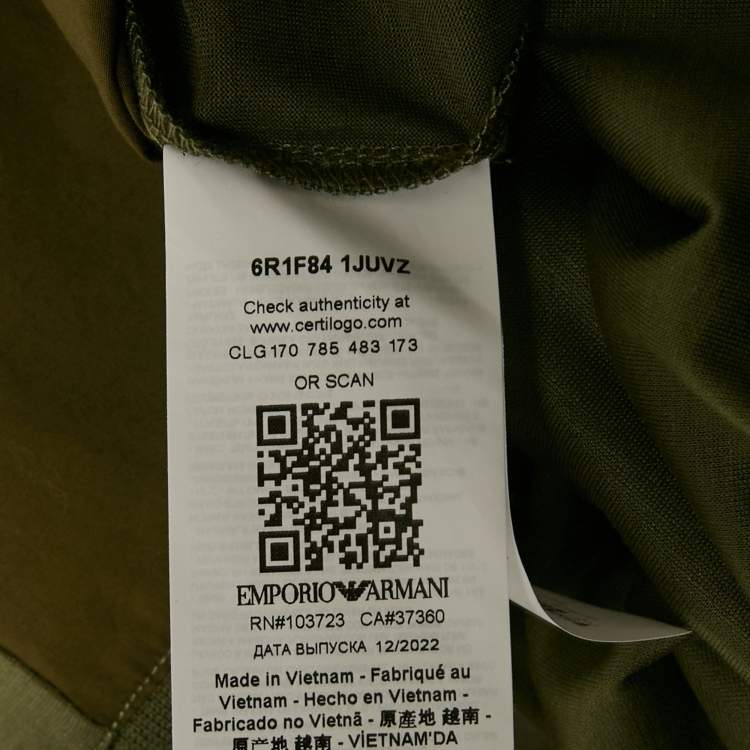 مملوكة مسبقًا Emporio Armani Olive Green Cotton Blend and Cotton Knit Polo T-Shirt XXXL