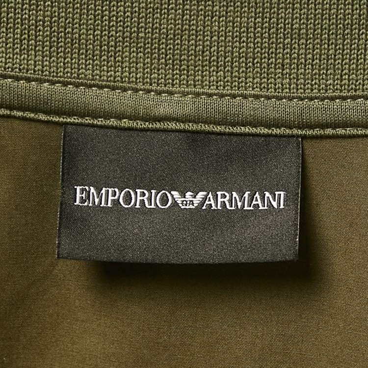 مملوكة مسبقًا Emporio Armani Olive Green Cotton Blend and Cotton Knit Polo T-Shirt XXXL