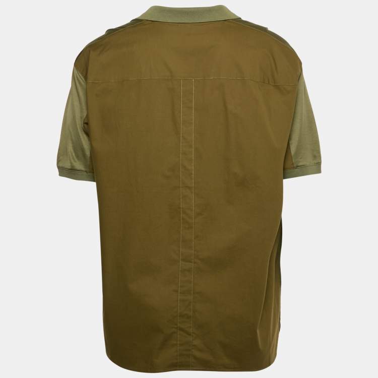 مملوكة مسبقًا Emporio Armani Olive Green Cotton Blend and Cotton Knit Polo T-Shirt XXXL