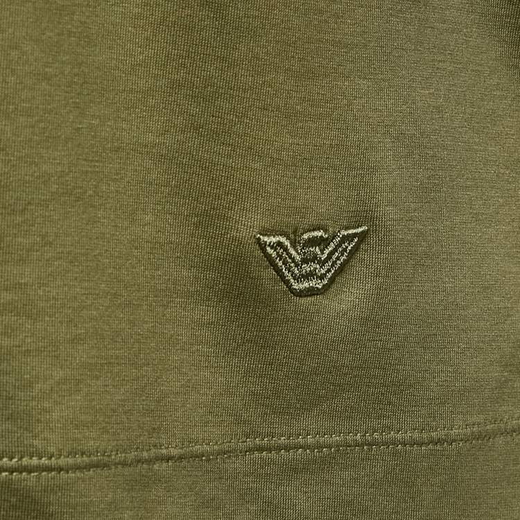مملوكة مسبقًا Emporio Armani Olive Green Cotton Blend and Cotton Knit Polo T-Shirt XXXL