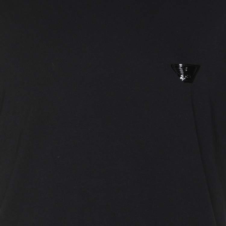 Pre Owned Emporio Armani Black Jersey Logo Crew Neck T-Shirt XL