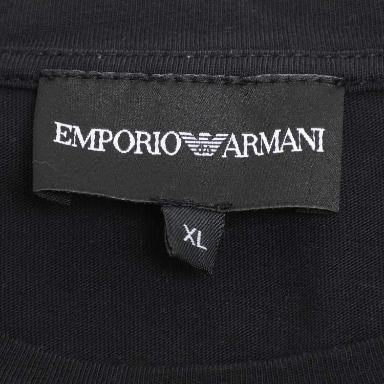 Pre Owned Emporio Armani Black Jersey Logo Crew Neck T-Shirt XL