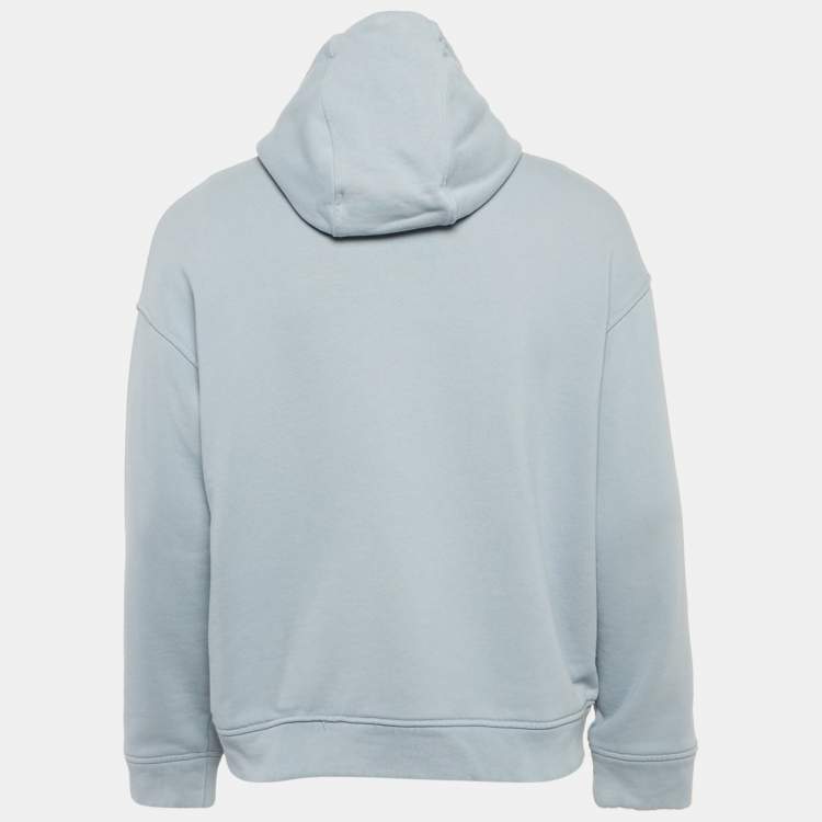 Pre Owned Emporio Armani Blue Cotton Knit Hoodie M