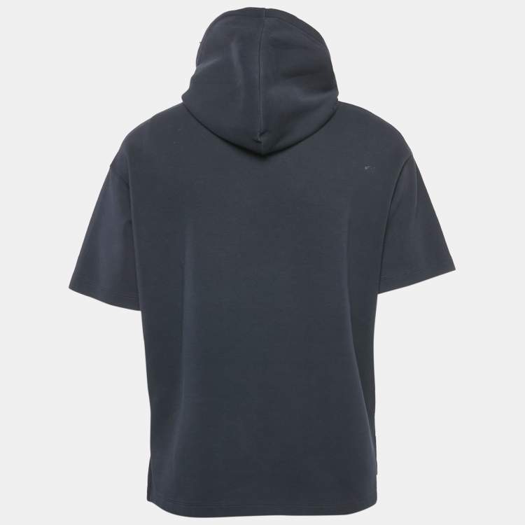 مملوكة مسبقًا Emporio Armani Navy Blue Jersey Short Sleeve Hoodie L