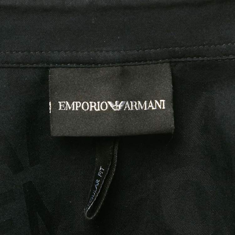 Pre Owned Emporio Armani Two Tone Logo Cotton Regular Fit Shirt L