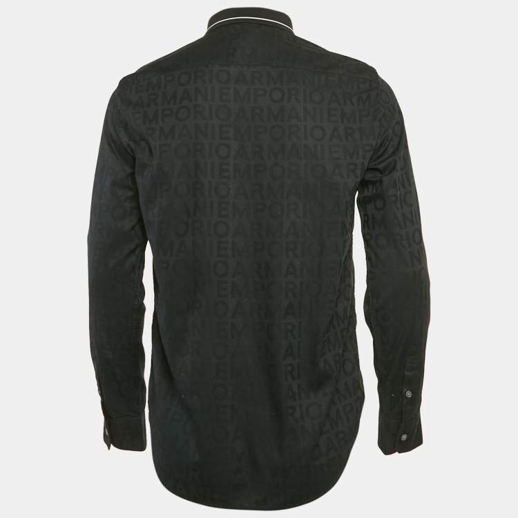 Pre Owned Emporio Armani Two Tone Logo Cotton Regular Fit Shirt L