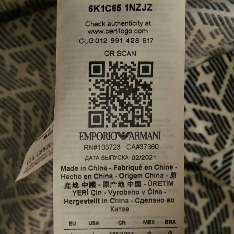 Pre Owned Emporio Armani Black Logo Print Cotton Slim Fit Shirt L
