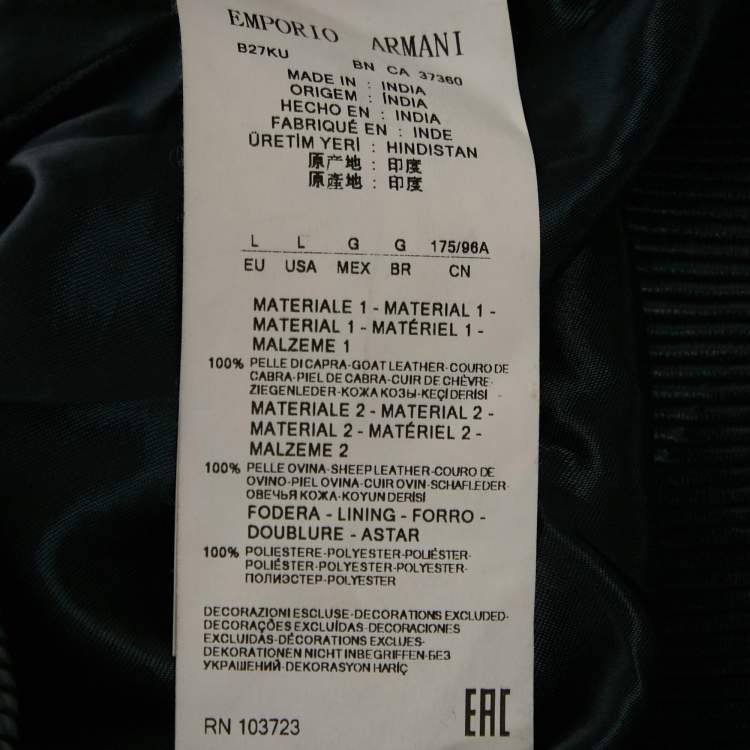 Pre Owned Emporio Armani Navy Blue Suede & Leather Zip Front Jacket L