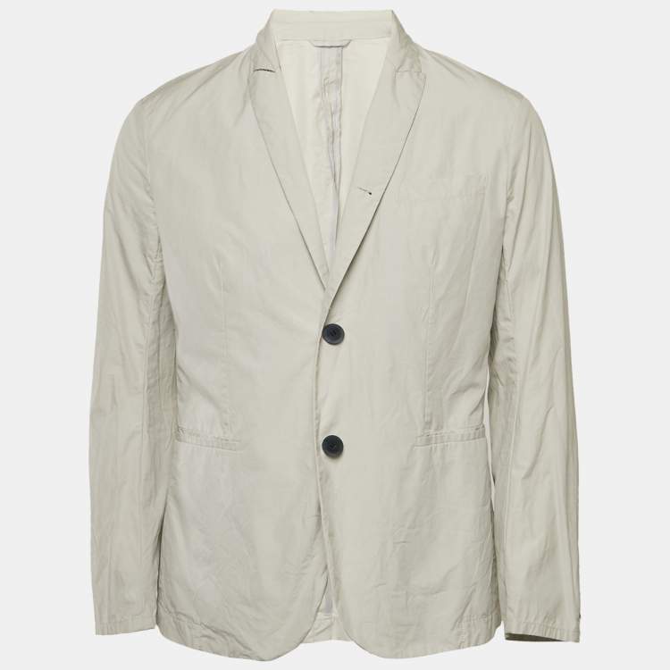Pre Owned Emporio Armani Light GreyCotton Blazer Sleeve Shirt L