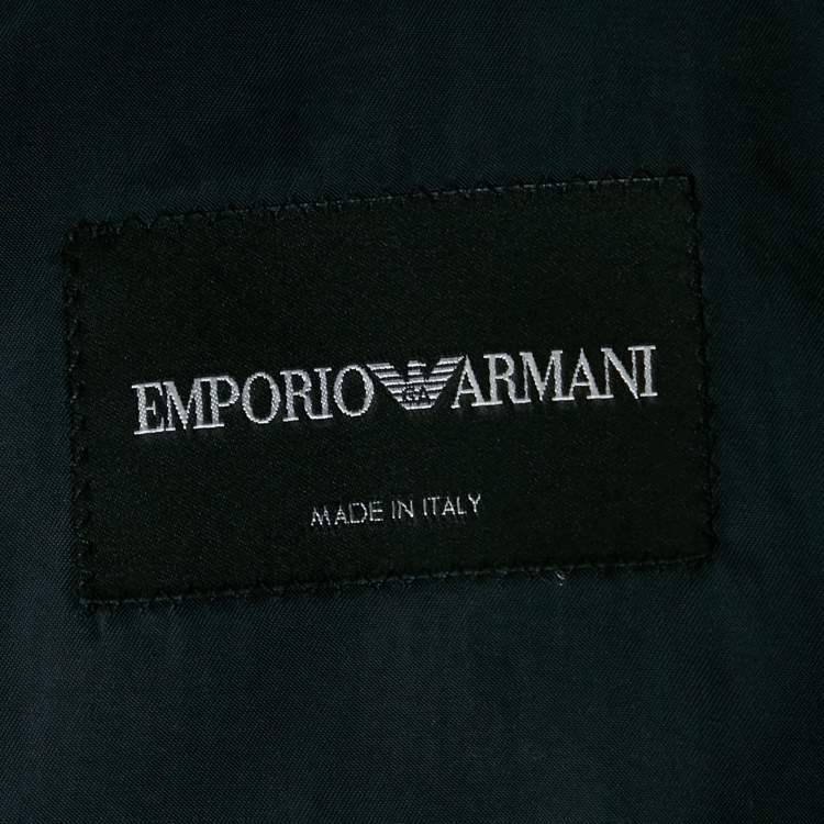 Pre Owned Emporio Armani Navy Blue Sateen Button Front Blazer L