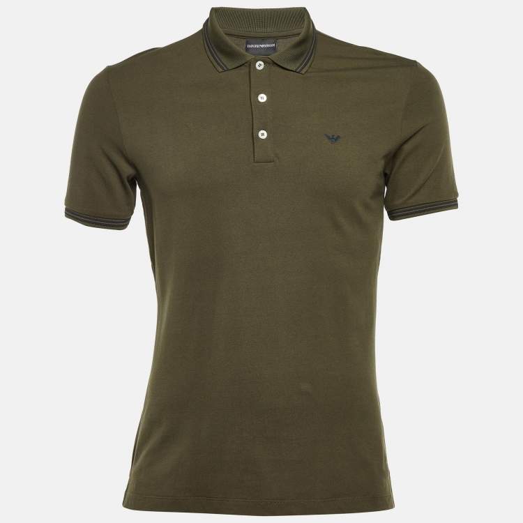 مملوكة مسبقًا Emporio Armani Dark Green Cotton Polo T-Shirt M