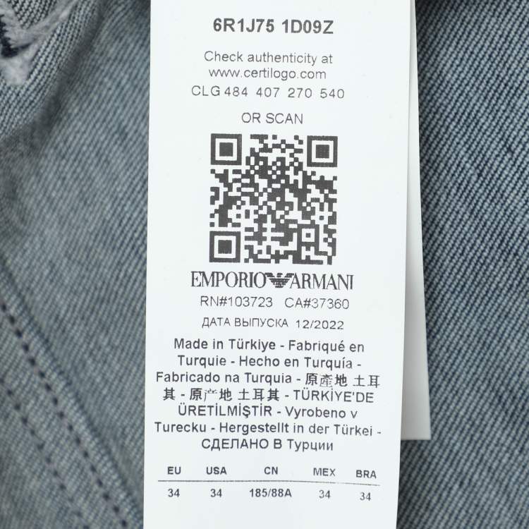 Pre Owned Emporio Armani Blue Denim Jeans L