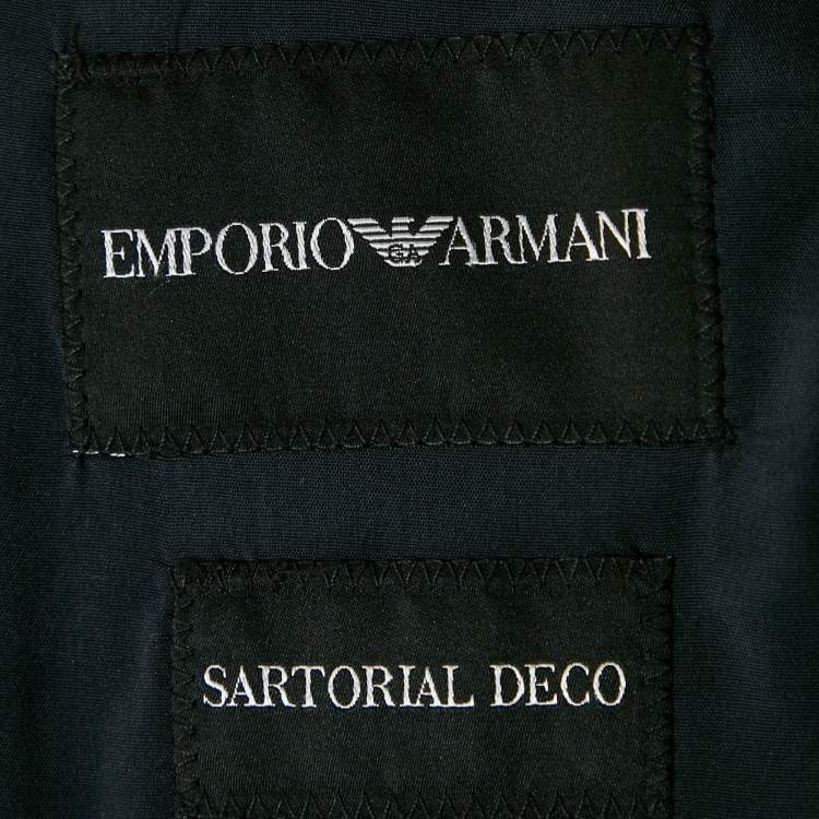 Pre Owned Emporio Armani Navy Blue Wool Sartorial Deco Suit S