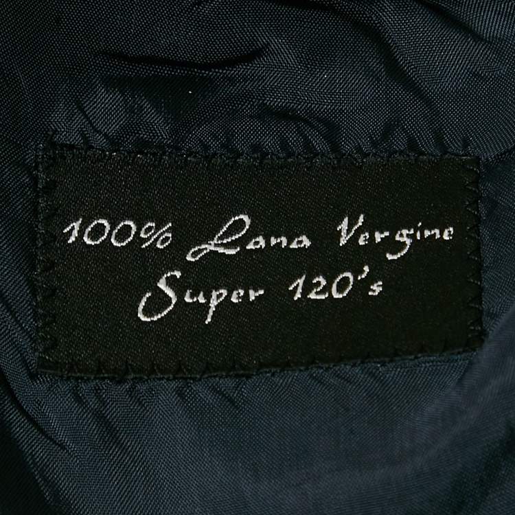 Pre Owned Emporio Armani Blue Wool Zip-Up Blazer L