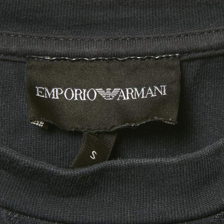 Pre Owned Emporio Armani Blue Geometric Print Jersey Crew Neck T-Shirt S