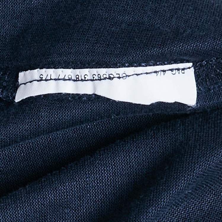 Pre Owned Emporio Armani Navy Blue Logo Embroidered Cotton Crewneck T-Shirt S