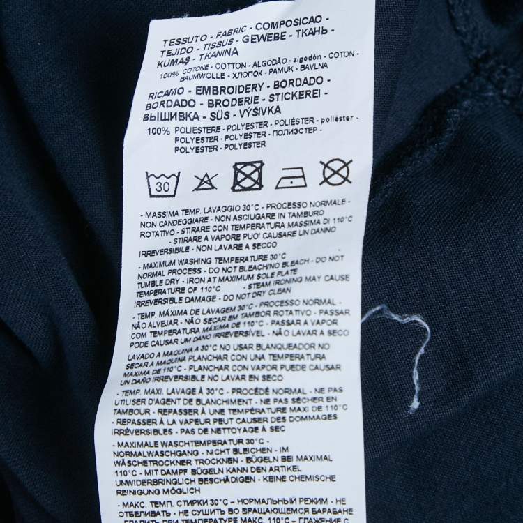 Pre Owned Emporio Armani Navy Blue Logo Embroidery Cotton Crew Neck T-Shirt S