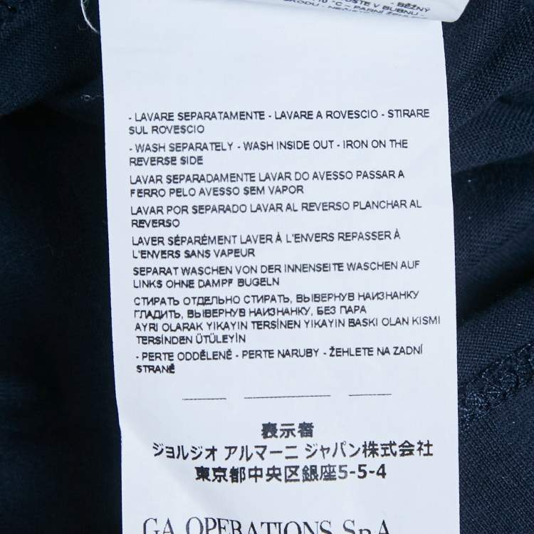 Pre Owned Emporio Armani Navy Blue Logo Embroidery Cotton Crew Neck T-Shirt S