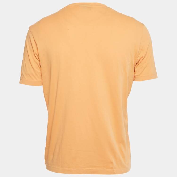 Pre Owned Emporio Armani Light Orange Logo Print Cotton T-Shirt S