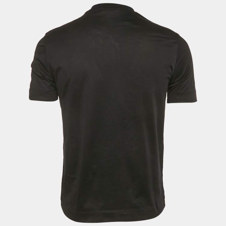 Pre Owned Emporio Armani Black Logo Embroidered Jersey T-Shirt S