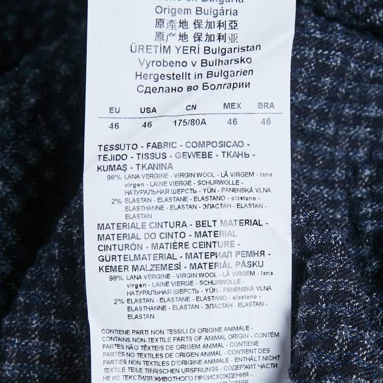 Pre Owned Emporio Armani Blue Textured Checks Wool Shorts S