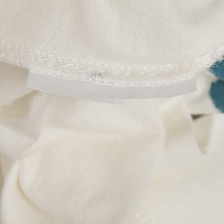 مملوكة مسبقًا Emporio Armani White/Blue Printed Jersey Crewneck T-Shirt S