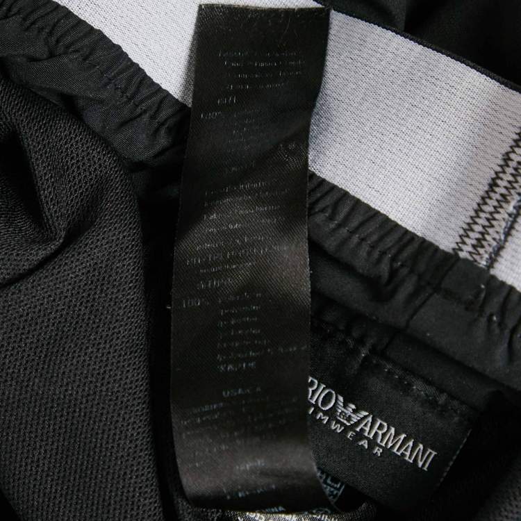 Pre Owned Emporio Armani Black Logo Waist  Trim Synthetic Shorts L