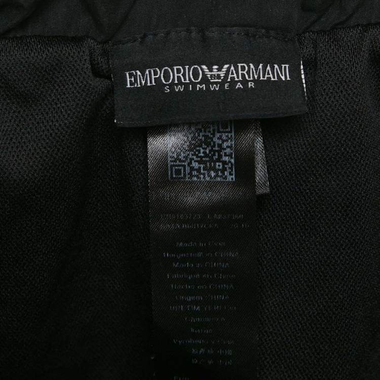 Pre Owned Emporio Armani Black Logo Waist  Trim Synthetic Shorts L