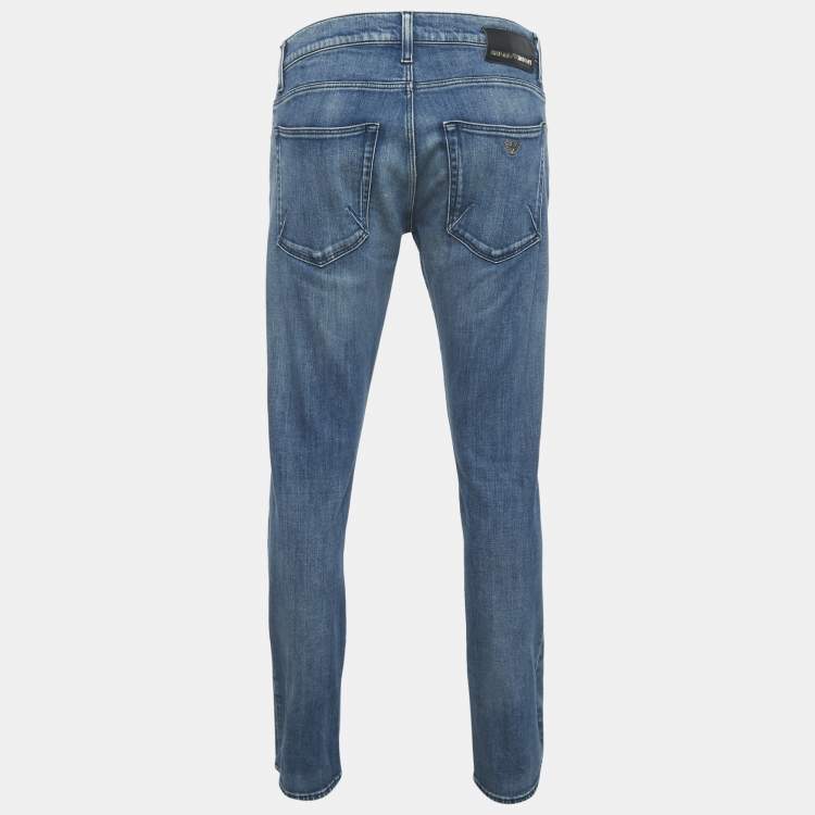 Pre Owned Emporio Armani Blue Denim Straight Fit Jeans M Waist 33" 