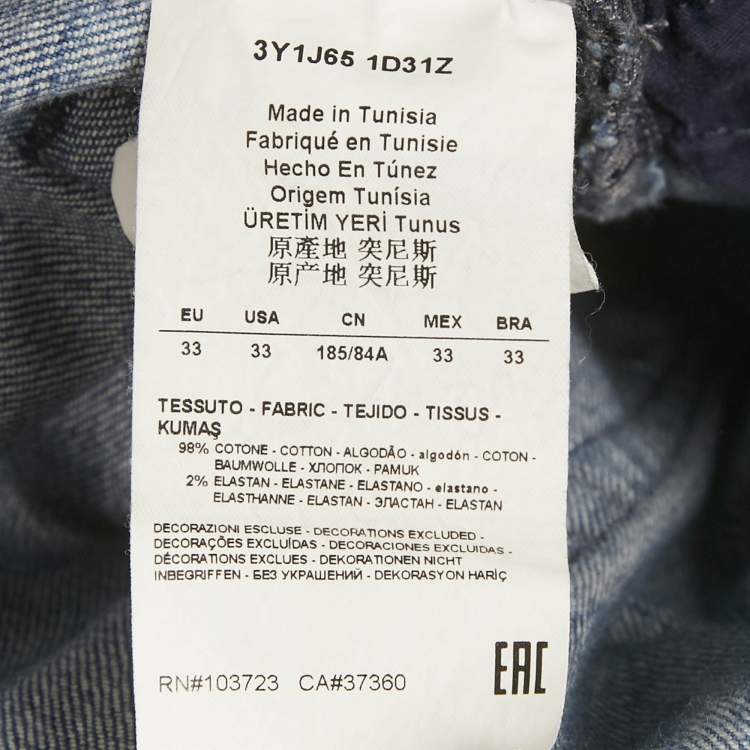 Pre Owned Emporio Armani Blue Denim Straight Fit Jeans M Waist 33" 