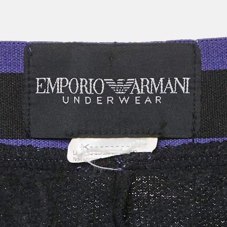 Pre Owned Emporio Armani Underwear Black Cotton Logo Waistband Joggers M