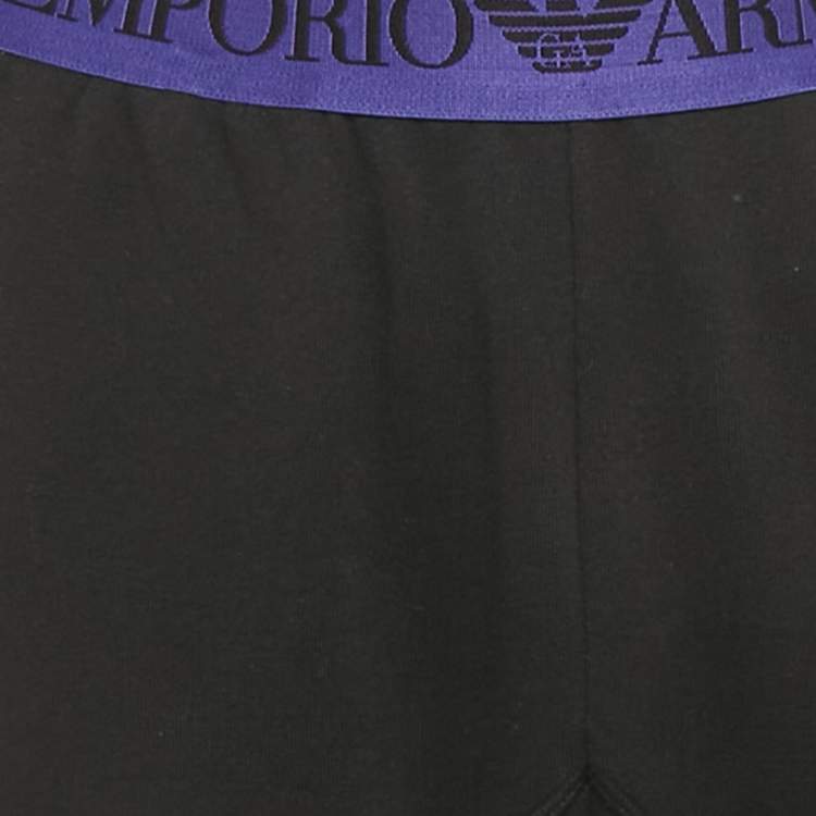 Pre Owned Emporio Armani Underwear Black Cotton Logo Waistband Joggers M