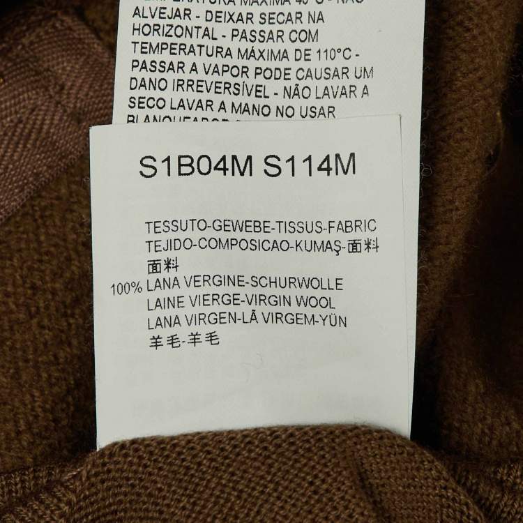 Pre Owned Emporio Armani Brown Wool Knit Button Front Cardigan S