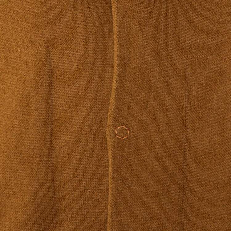 Pre Owned Emporio Armani Brown Wool Knit Button Front Cardigan S