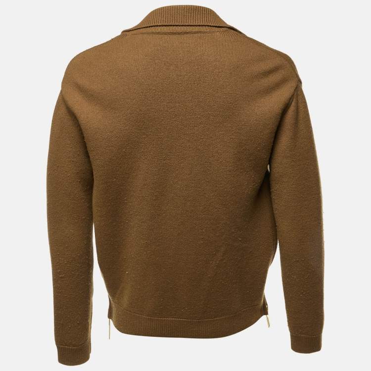Pre Owned Emporio Armani Brown Wool Knit Button Front Cardigan S