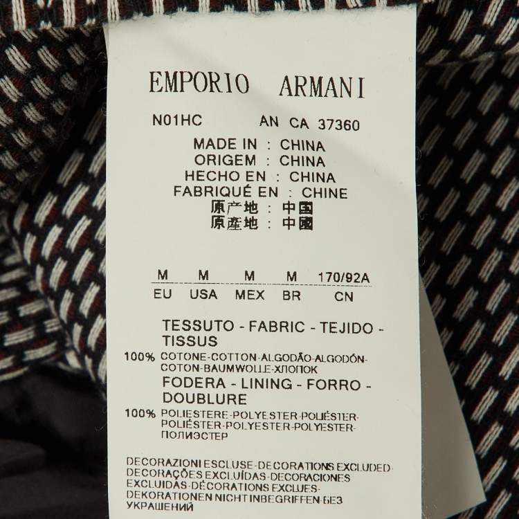 Pre Owned Emporio Armani Brown Textured Cotton Button Front Jacket M