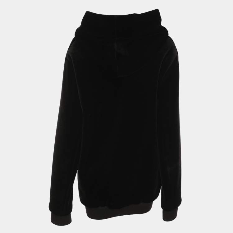 Pre Owned Emporio Armani Black Velvet Hoodie XXXL