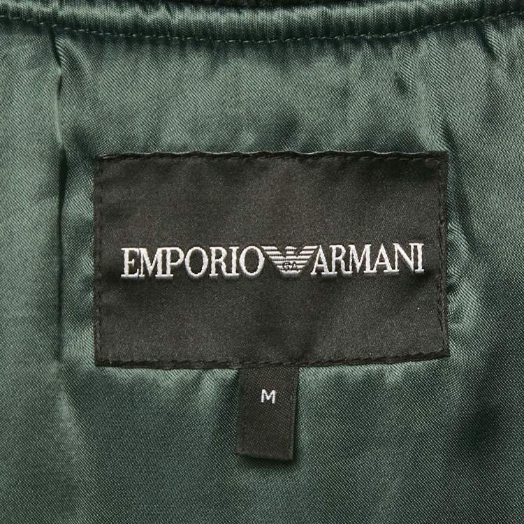 Pre Owned Emporio Armani Green Synthetic Bomber Jacket M