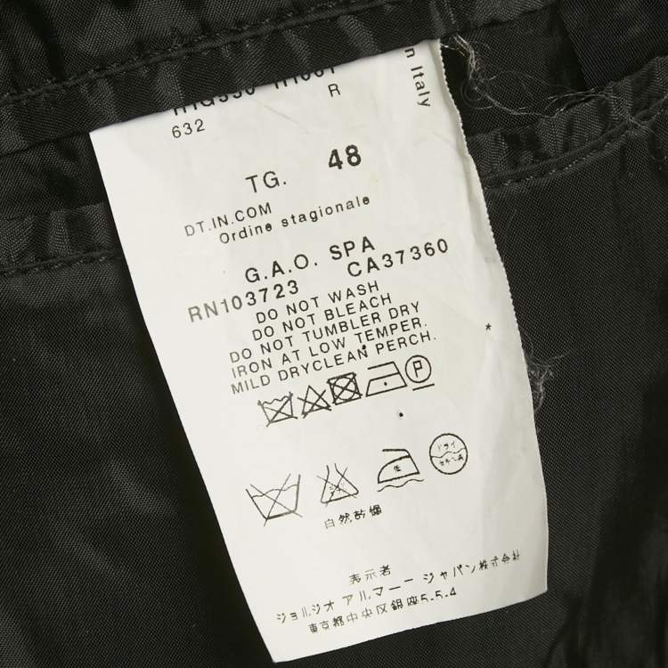 Pre Owned Emporio Armani Grey Wool & Cotton Concealed Hood Coat M 