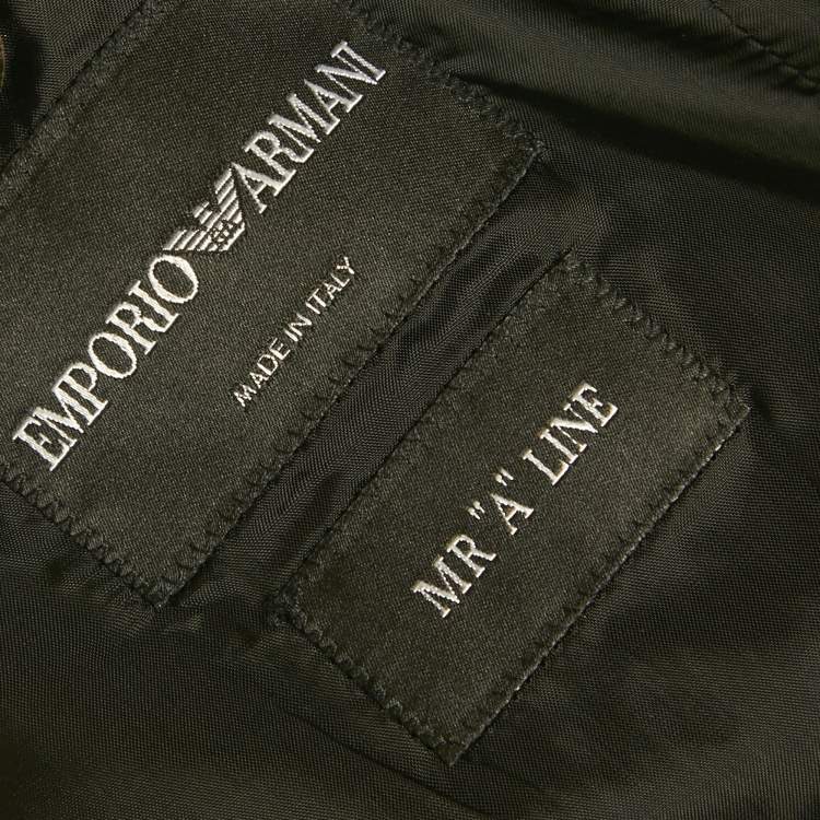 Pre Owned Emporio Armani Grey Wool & Cotton Concealed Hood Coat M 