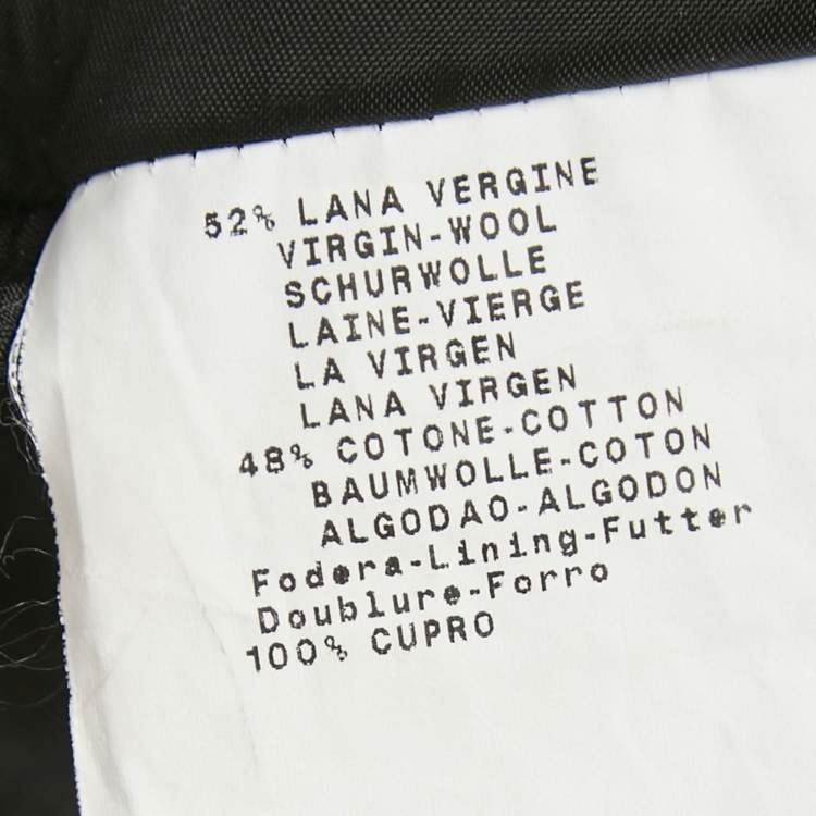 Pre Owned Emporio Armani Grey Wool & Cotton Concealed Hood Coat M 