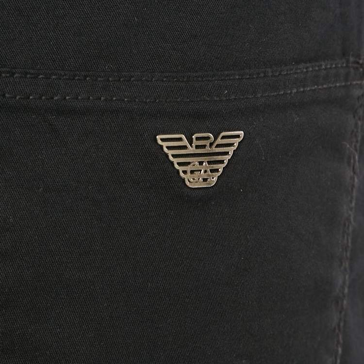 Pre Owned Emporio Armani Black Cotton Formal Pants XXL