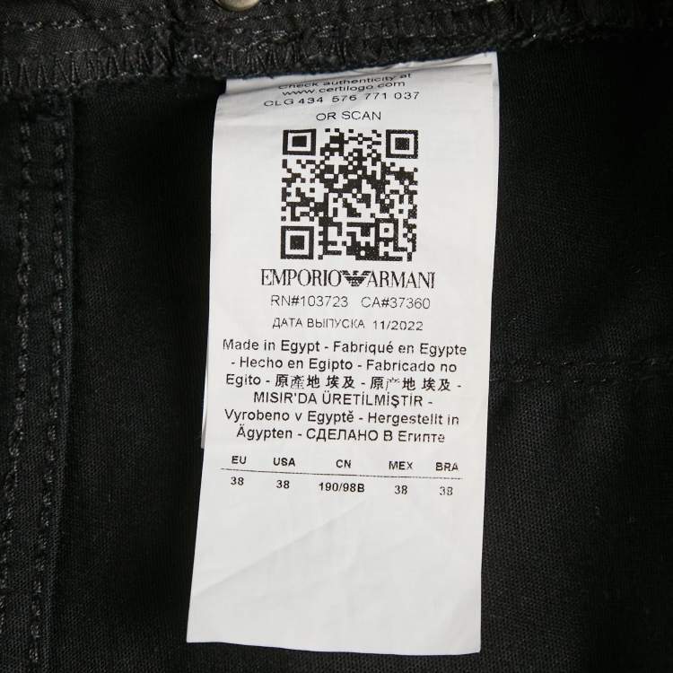 Pre Owned Emporio Armani Black Cotton Formal Pants XXL